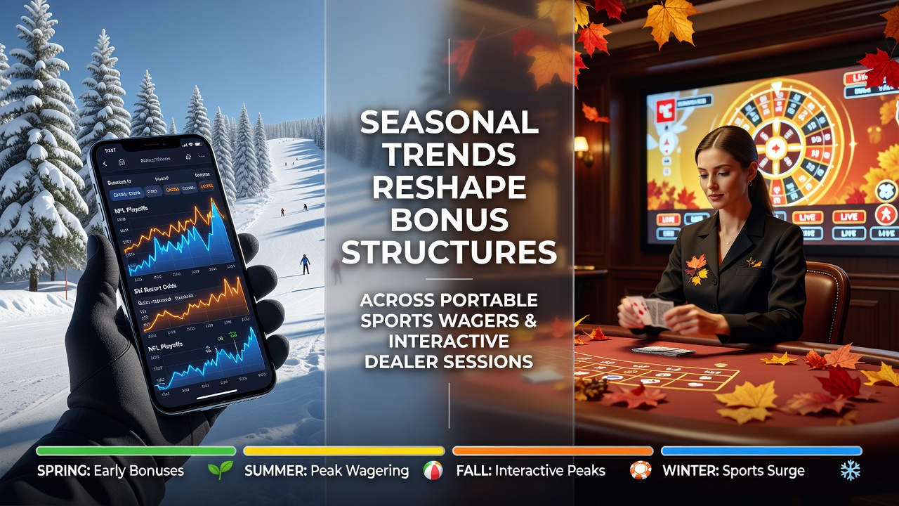 Mobile sports betting app interface showing seasonal bonus promotions alongside live dealer tables