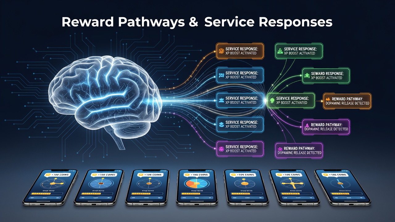Mobile game interface showing interconnected reward systems across multiple titles on a smartphone screen
