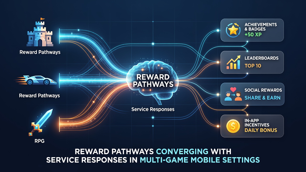 Support dashboard displaying reward metrics and service ticket data for multi-game mobile accounts