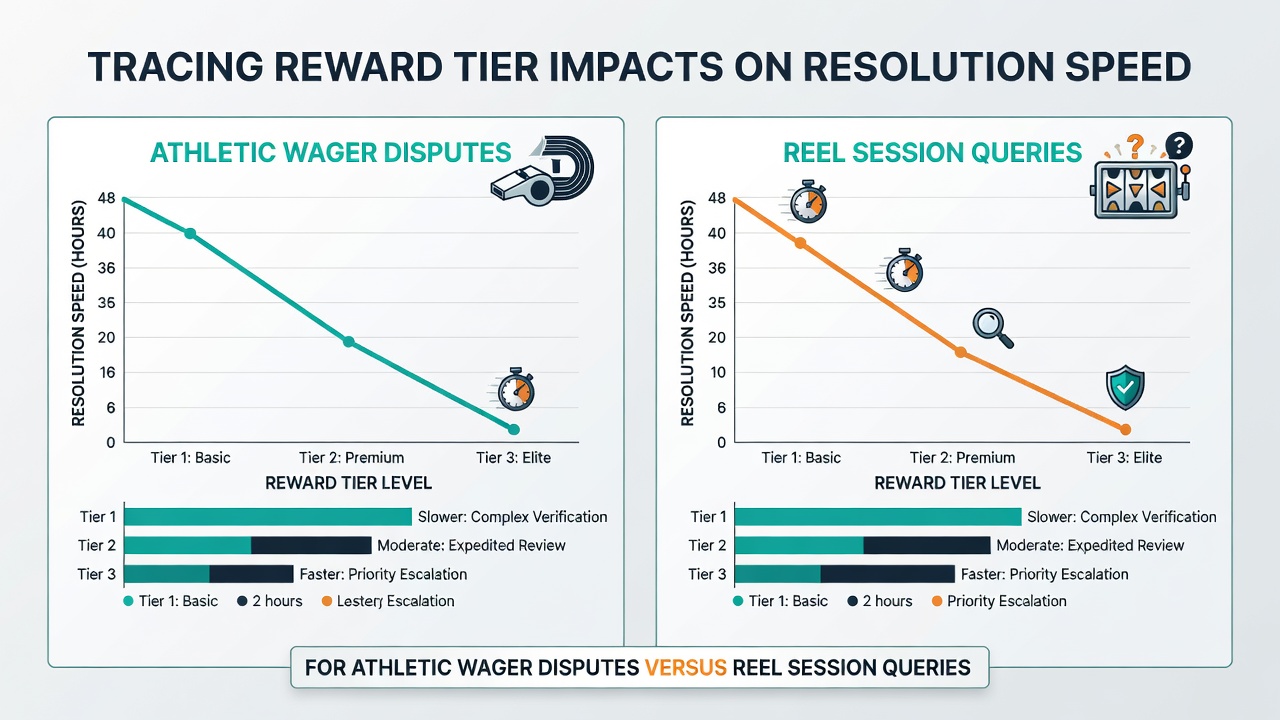 Support dashboard displaying categorized tickets with resolution time metrics for sports versus slots categories
